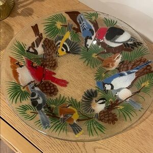 Vintage Peggy Karr 13” hand blown Glass bowl/Plate